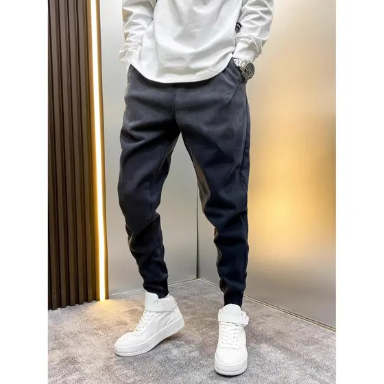 Calças de brim masculinas de 9 pontos calças na moda marca Puffers bonito Harem calças masculinas na moda verão m
