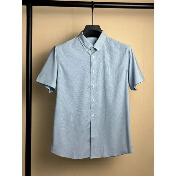 Haijia Cut Label ~ Cool Silk Series, Drape Respirável Masculino Verão Simples Casual Camisa de Manga Curta
