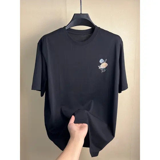 Pedido restante da série Bean, 49 algodão clássico All-Match simples texturizado masculino verão Casual em torno do pesc