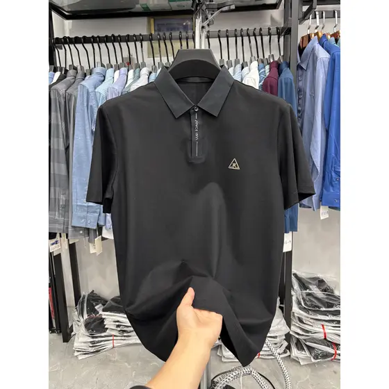 Etiqueta de corte Yajia, confortável texturizada 54 algodão verão masculino respirável Casual All-Match camisa POLO de m