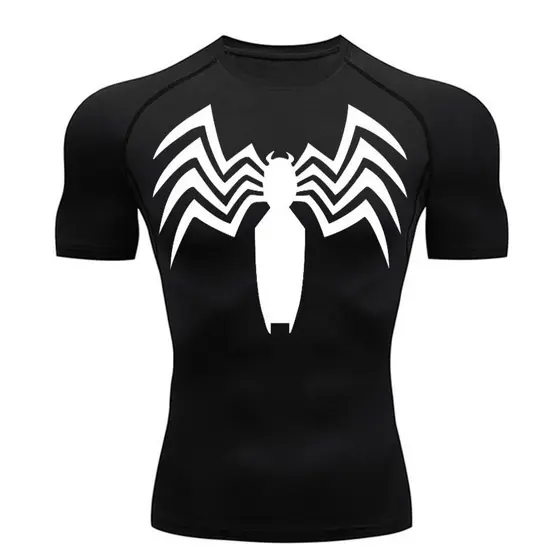 Camiseta Venom 2099 Homem-Aranha Músculo Fitness Esportiva De Compressão Seca Rápida Manga Curta