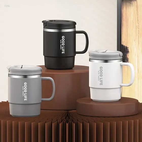 FDK 550ML Caneca De Café Com Infusor E Tampa Garrafa De Água De Aço Inoxidável Para Escritório À Prova De Vazamento Chá