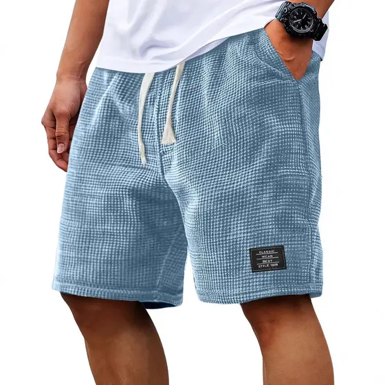 2026 masculino Waffle Casual Shorts verão solto respirável calças de cinco pontos americano na moda roupas masculinas HR