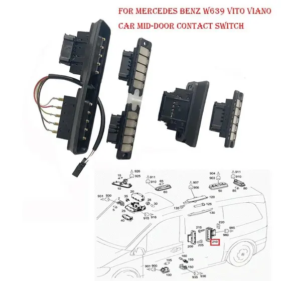 Para Mercedes Benz W639 Vito Viano Carro Meados De Porta Placa De Contato Interruptor Elétrica Toque Sensor A6398200311p