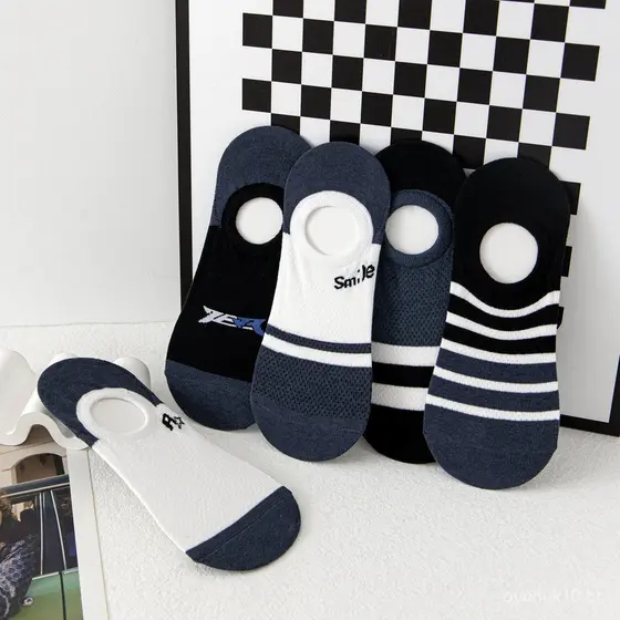 Meias Invisíveis Masculinas para Primavera e Verão, Meias de Algodão, Resistentes a Odor, Absorventes de Suor, Meias Pre