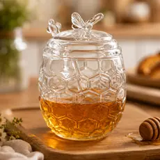 Pote Meleira De Vidro Transparente Bee Abelha 230ml Hauskraft