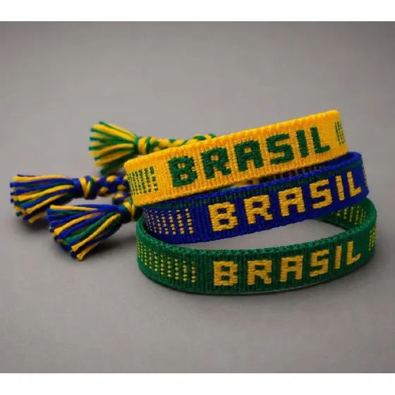 Pulseira Brasil Unissex Artesanal Ajustável