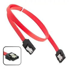 Cabo SATA 3 Dados 6 Gb/s com Trava Metal 50 cm 180 Graus para SSD e HDD PlusCable Vermelho