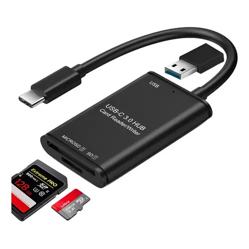 Leitor de Cartão Micro SD e SD Para PC e Notebook Conector USB Tipo C e OTG