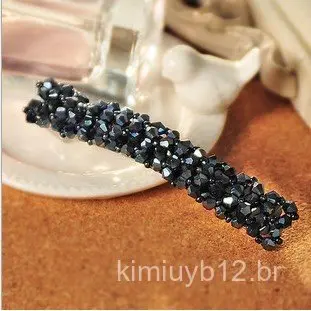 Presilha de cabelo Jinyan estilo coreano com brilho de diamante, presilha lateral trançada em linha de peixe com quatro