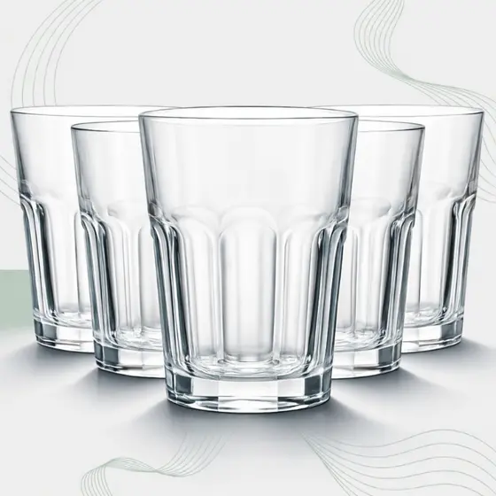 Jogo Copos de Vidro 350ml| Copo Elegante| Água Suco Drink |Transparente