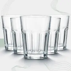 Jogo Copos de Vidro 350ml| Copo Elegante| Água Suco Drink |Transparente