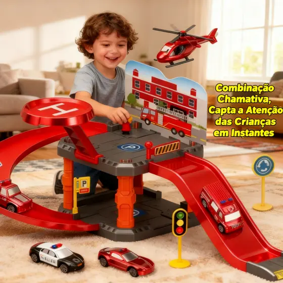 Garagem Infantil com Pista e Carrinhos Brinquedo Educativo Presente Menino