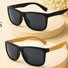Kit 2 Óculos de Sol Masculino UV400 Preto Polarizado Estilo Quadrado Moderno Leve