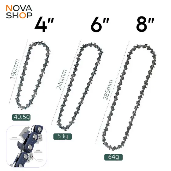 Corrente para Motosserra diversos tamanhos 4", 6", 8"16‘’, alta durabilidade e custo acessível