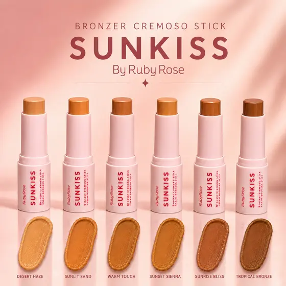 Bronzer Cremoso Stick Sunkiss Ruby Rose Contorno Facial em Bastão 6 Tons