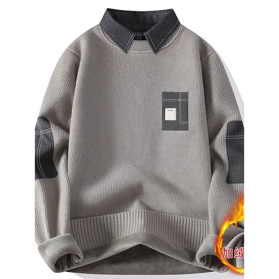 Camisola masculina estilo outono inverno forro de lã espessamento 2025 novo estilo Street Wear topo juventude camisa col