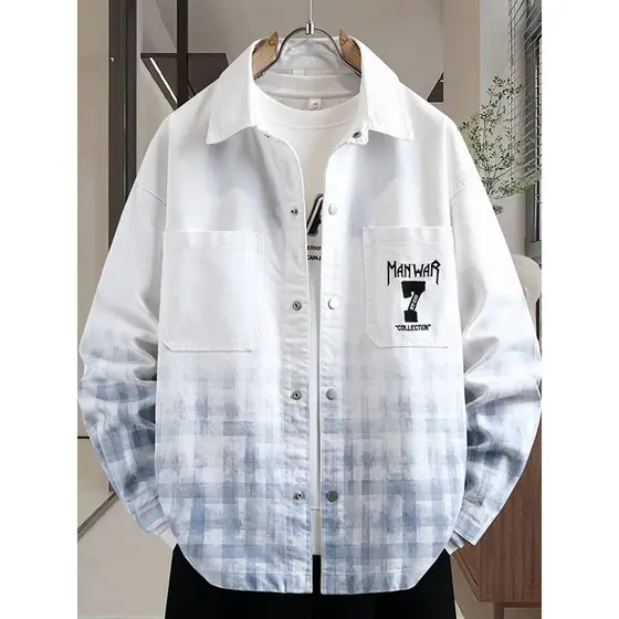2026 novo estilo camisa masculina jaqueta primavera outono estilo All-Match solto High-End estilo Preppy juventude topo
