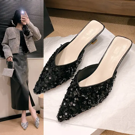 Baotou chinelos femininos verão exterior usar antiderrapante meia-deslizamento Muller sapatos 2024 novo estilo moda fran