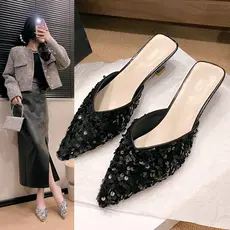 Baotou chinelos femininos verão exterior usar antiderrapante meia-deslizamento Muller sapatos 2024 novo estilo moda fran