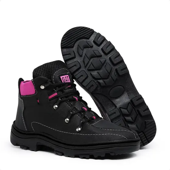 Bota Coturno Feminino Adventure Tênis Cano Curto Preto Rosa do 33 ao 40