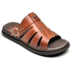 Sandália Chinelo Masculino Em Couro Sintético Anti Stress Anatômico Ortopédico