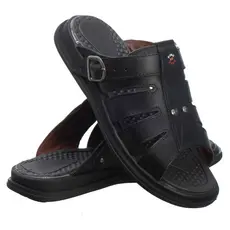 Sandália Chinelo Masculino Dois Em Um Em Couro Sintético Anti Stress Anatômico Ortopédico