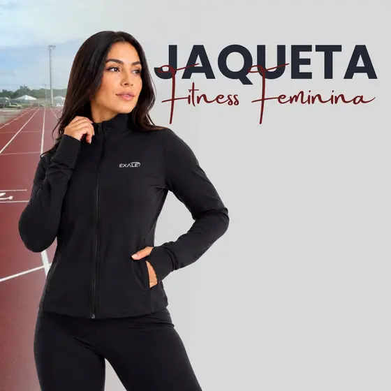Jaqueta Fitness Feminina Manga Longa Com Bolso E Abertura Para Dedo 3020-C1