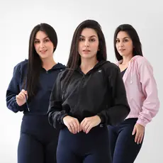 Jaqueta Corta Vento Cropped Feminina Inverno Tactel Com Ziper Premium Academia