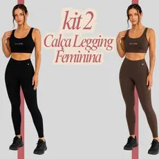 Kit 2 Calça Legging Feminina Fitness Suplex Cós Alto Academia P M G GG 1005-K2-C1