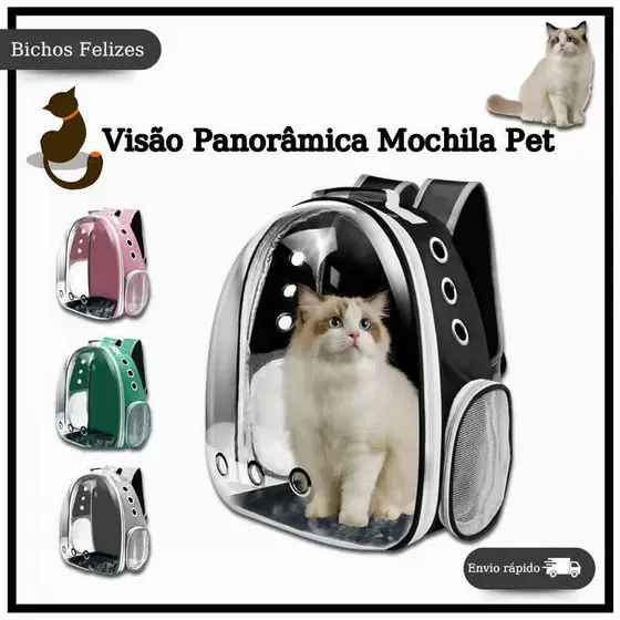Mochila Bolsa Pet Visão Panorâmica Astronauta Color Varias cores Gato Ou Cachorro