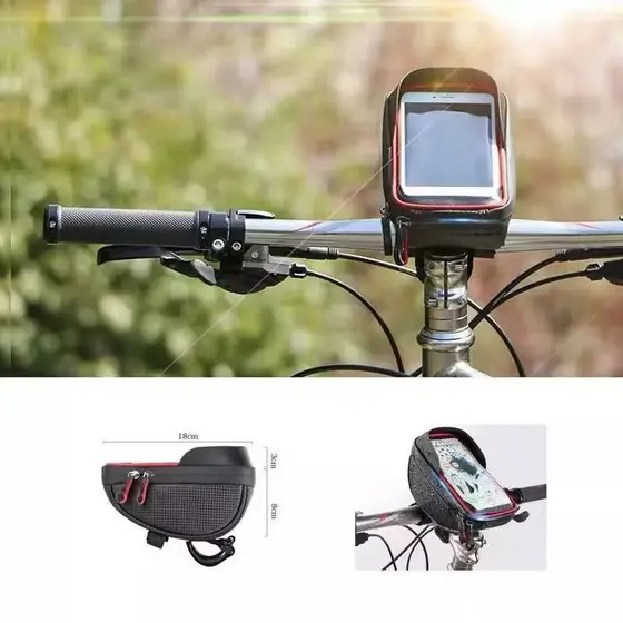 Suporte Celular Bicicleta com Bolsa Quadro A Prova D'agua e Saída Para Fone de Ouvido