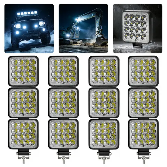 OTIMOA Kit 12/6 Farol De Milha 16 LED 48W 9/36V Universal Quadrad Off-Road 6000K