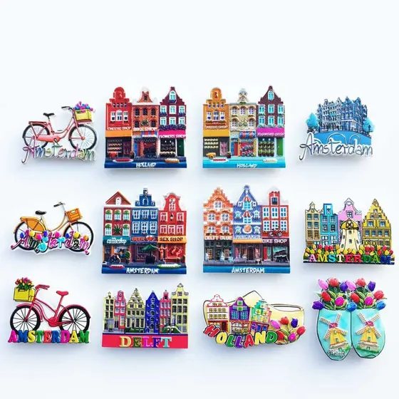 Amsterdã, Países Baixos, Adesivo Decorativo 3D para Geladeira, Coleção de Presentes Souvenir, Países Baixos QRMP