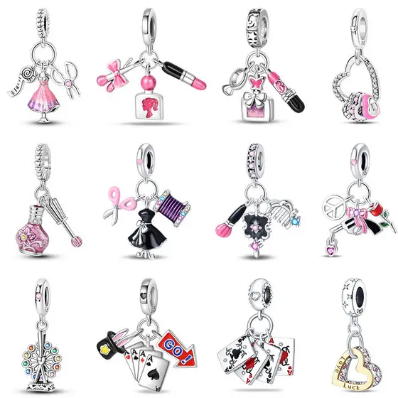 Pingente de prata s925 original, adequado para contas de pulseira Dijes de 3mm, presente de aniversário 9GDH