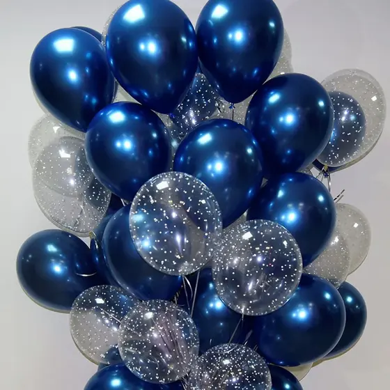 20 balões transparentes em formato de estrela de 12 polegadas, balões de látex azul pérola brilhantes, decorações para c