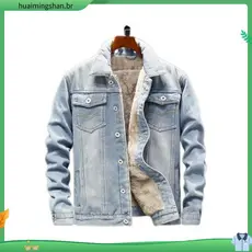 Forro de lã engrossado Denim jaqueta masculina outono inverno novo estilo cordeiro velo jaqueta Casual masculina jaqueta