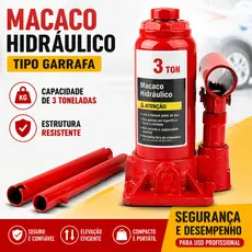 Macaco Hidráulico Garrafa 3T Automotivo Para Carro E Caminhão - Ferramenta De Elevação