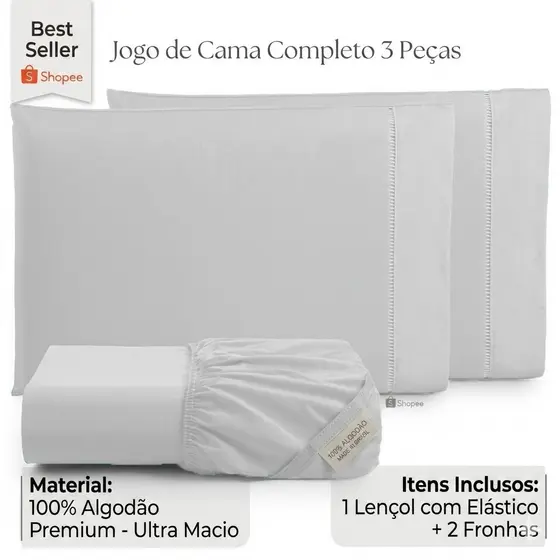 Jogo de Lençol Percal 180 Fios 100% Algodão Solteiro Casal Queen King