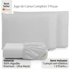 Jogo de Lençol Percal 180 Fios 100% Algodão Solteiro Casal Queen King