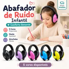 Abafador de Ruído Infantil Ajustável SNR 23dB Protetor Auricular Sensorial Autismo TDAH
