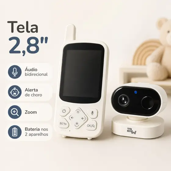 Baba Eletronica Sem WiFi Monitor Bebe 2.8 Alerta Choro Audio Bidirecional