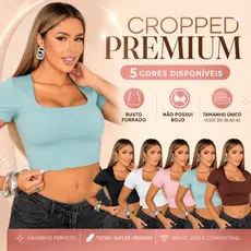 Blusa Cropped Mulher Suplex Forrado Premium Modelador Blusinha Gola Quadrada Feminino Confortável