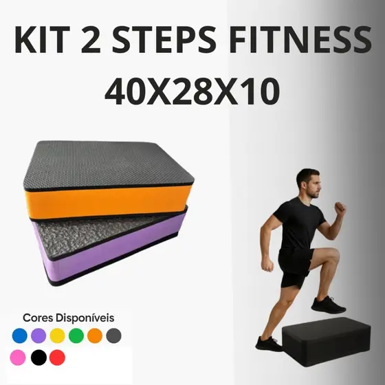 KIT 2 STEP ACADEMIA 40X28X10 EM EVA FITNESS ESPORTE