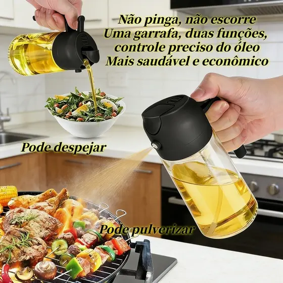 470ml 2 em 1 spray e vertedor óleo vidro espesso dosador preciso azeite vinagre molhos garrafas de óleo para cozinha