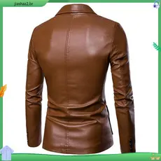 Jaqueta Masculina De Couro Sintético Slim Fit – Blazer Formal De 2 Botões Para Jantar