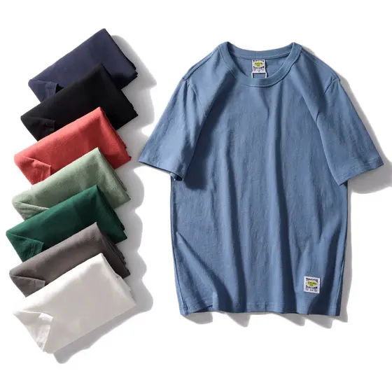 Ami cáqui americano pesado masculino camiseta de manga curta puro algodão topo comércio exterior transferência de export