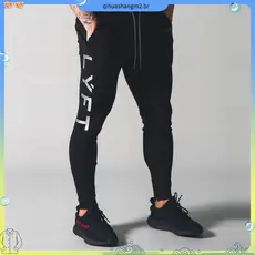 CUM-Cintura Elástica Média Bolsos Com Cordão Pé Zíper Moletom Masculino Esportes Ginásio Fino