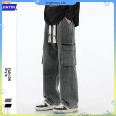 calça cargo masculina calça cargo Calças de ganga masculinas novas calças de tendência retrô soltas outono e inverno v