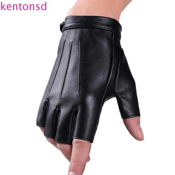 Luvas De Meio Dedo KENTONSD , Condução De PU Antiderrapantes Legais Respiráveis De Desempenho Gótico Punk